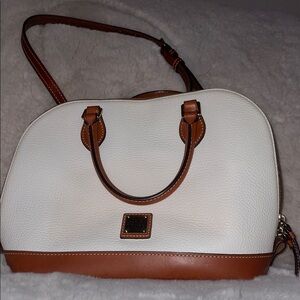 Dooney&Burke Elegant White and Brown Handbag